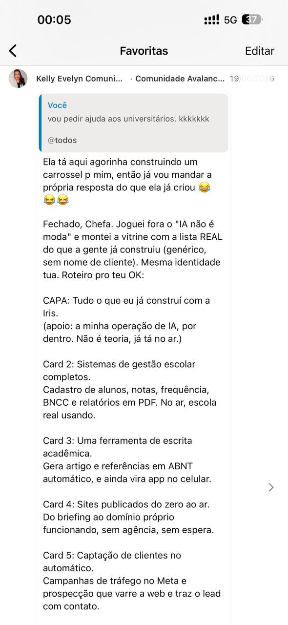 Print inteiro da tela do celular com o depoimento 3 de 10 de um membro da comunidade