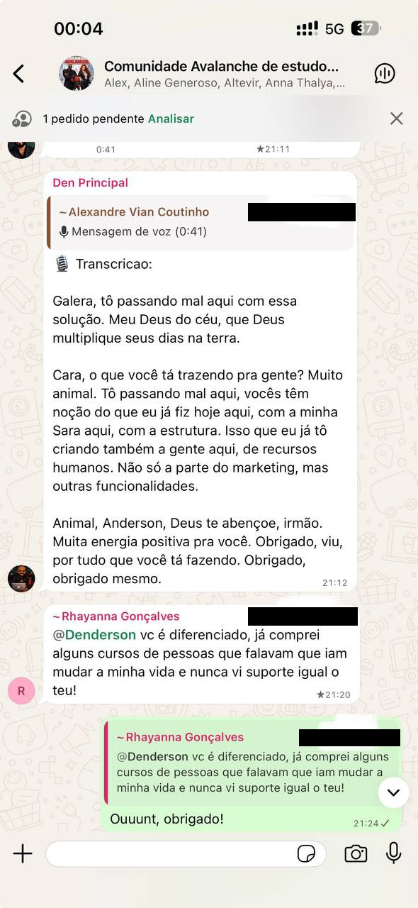 Print inteiro da tela do celular com o depoimento 4 de 10 de um membro da comunidade