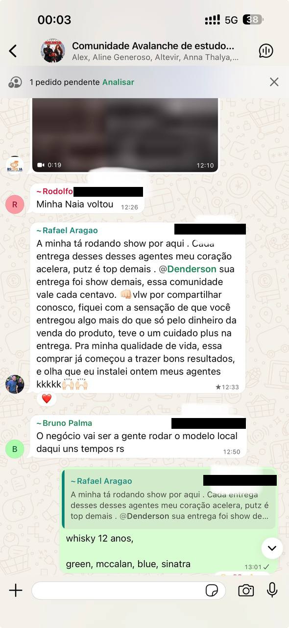 Print inteiro da tela do celular com o depoimento 5 de 10 de um membro da comunidade