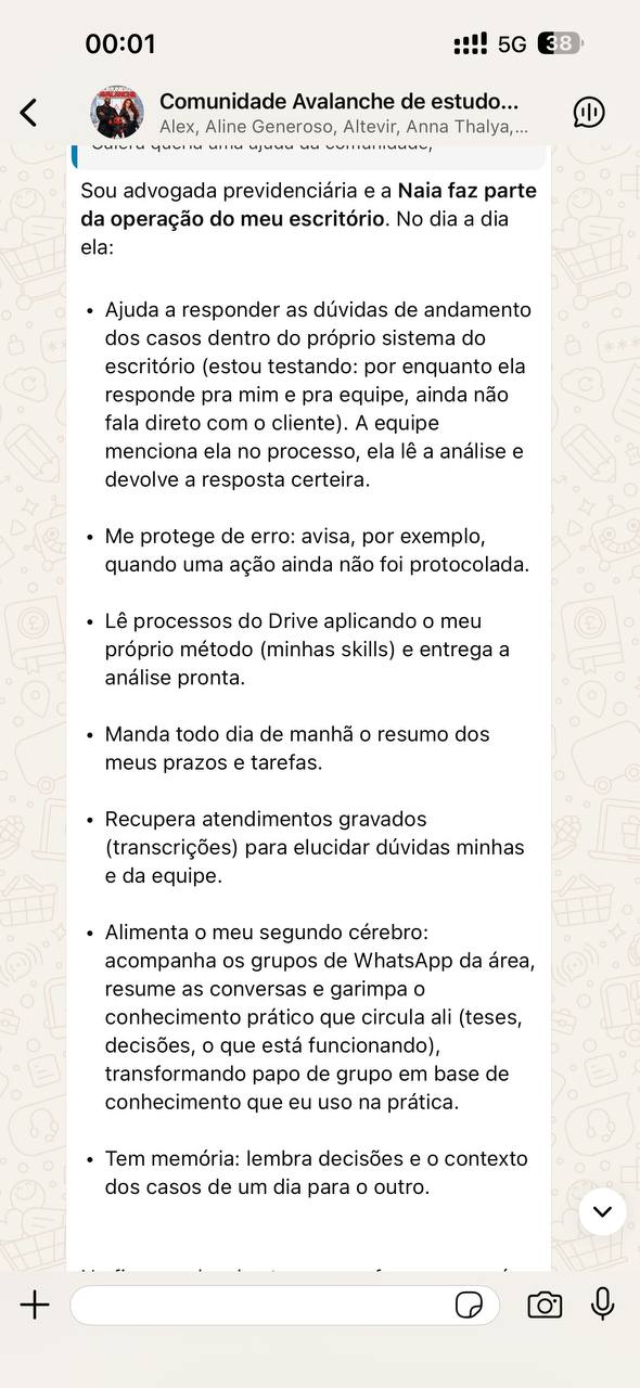 Print inteiro da tela do celular com o depoimento 9 de 10 de um membro da comunidade